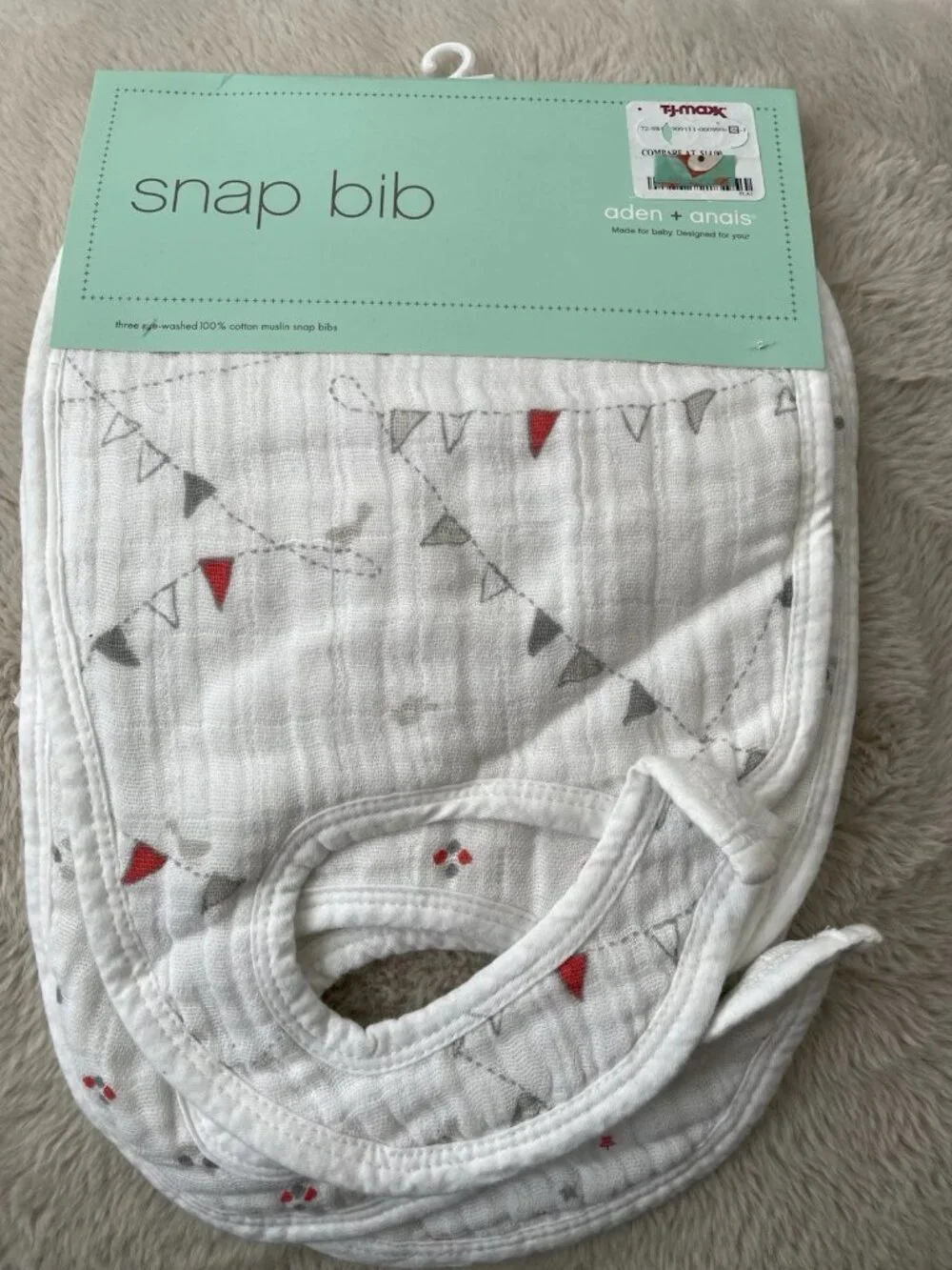 SALE! NWT Aden + Anais Classic Snap Cotton Muslin Bib Set 3-PK